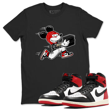 1s Black Toe Reimagined shirts to match jordans Thief Mouse sneaker match tees Air Jordan 1 Black Toe Reimagined SNRT Sneaker Release Tees unisex cotton Black 1 crew neck shirts
