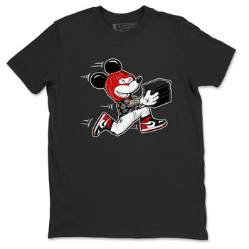 1s Black Toe Reimagined shirts to match jordans Thief Mouse sneaker match tees Air Jordan 1 Black Toe Reimagined SNRT Sneaker Release Tees unisex cotton Black 2 crew neck shirts