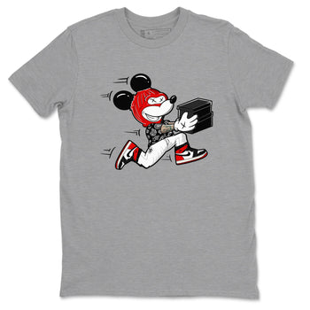 1s Black Toe Reimagined shirts to match jordans Thief Mouse sneaker match tees Air Jordan 1 Black Toe Reimagined SNRT Sneaker Release Tees unisex cotton Heather Grey 2 crew neck shirts