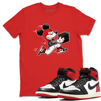 1s Black Toe Reimagined shirts to match jordans Thief Mouse sneaker match tees Air Jordan 1 Black Toe Reimagined SNRT Sneaker Release Tees unisex cotton Red 1 crew neck shirts