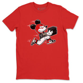 1s Black Toe Reimagined shirts to match jordans Thief Mouse sneaker match tees Air Jordan 1 Black Toe Reimagined SNRT Sneaker Release Tees unisex cotton Red 2 crew neck shirts