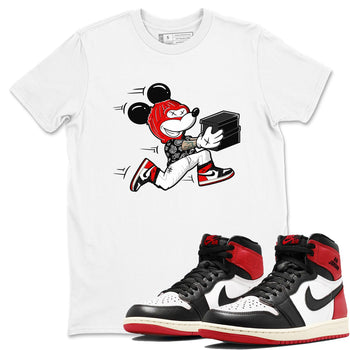 1s Black Toe Reimagined shirts to match jordans Thief Mouse sneaker match tees Air Jordan 1 Black Toe Reimagined SNRT Sneaker Release Tees unisex cotton White 1 crew neck shirts