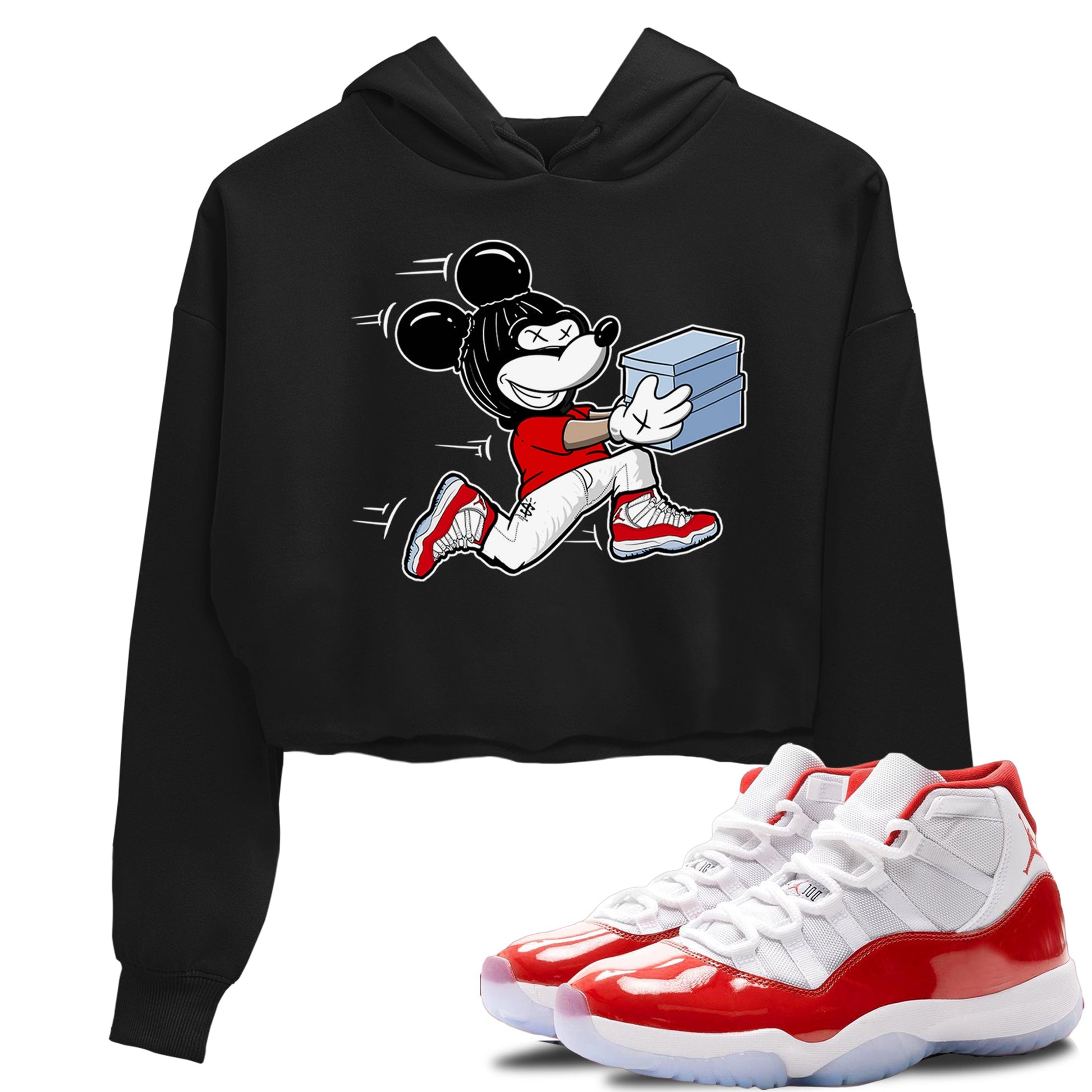 11s Cherry shirts to match jordans Thief Mouse sneaker match tees Air Jordan 11 Retro Cherry match shoes to clothes SNRT Sneaker Tees unisex cotton Black 1 crop tee