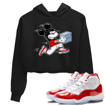 11s Cherry shirts to match jordans Thief Mouse sneaker match tees Air Jordan 11 Retro Cherry match shoes to clothes SNRT Sneaker Tees unisex cotton Black 1 crop tee