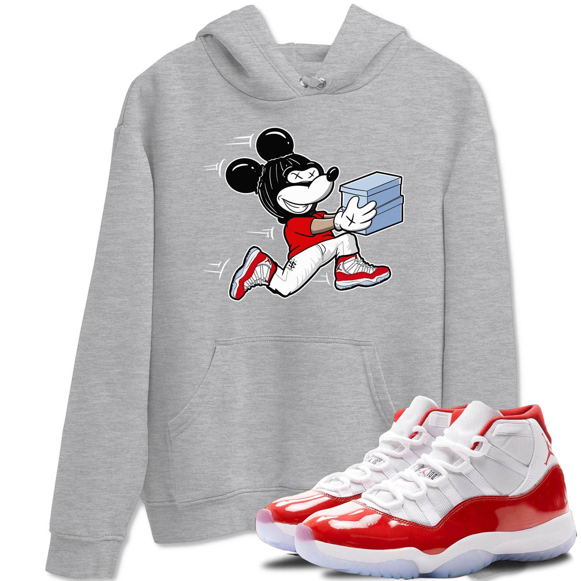 11s Cherry shirts to match jordans Thief Mouse sneaker match tees Air Jordan 11 Retro Cherry match shoes to clothes SNRT Sneaker Tees unisex cotton Heather Grey 1 shirts