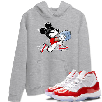 11s Cherry shirts to match jordans Thief Mouse sneaker match tees Air Jordan 11 Retro Cherry match shoes to clothes SNRT Sneaker Tees unisex cotton Heather Grey 1 shirts