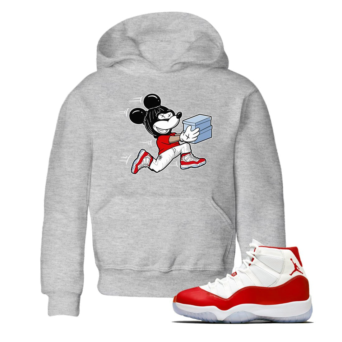 11s Cherry shirts to match jordans Thief Mouse sneaker match tees Air Jordan 11 Retro Cherry match shoes to clothes SNRT Sneaker Tees Youth Baby Heather Grey 1 tee