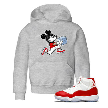 11s Cherry shirts to match jordans Thief Mouse sneaker match tees Air Jordan 11 Retro Cherry match shoes to clothes SNRT Sneaker Tees Youth Baby Heather Grey 1 tee