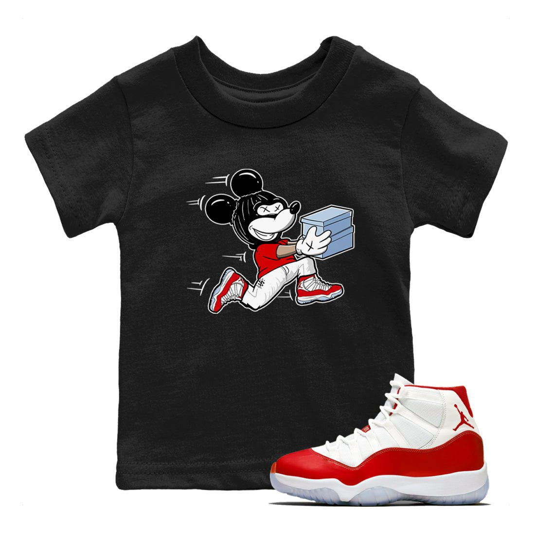 11s Cherry shirts to match jordans Thief Mouse sneaker match tees Air Jordan 11 Retro Cherry match shoes to clothes SNRT Sneaker Tees Youth Baby Black 1 tee