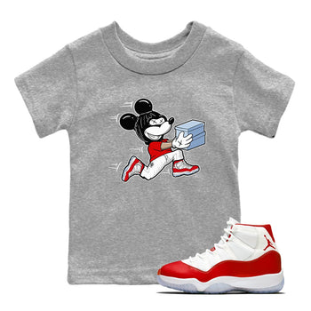 11s Cherry shirts to match jordans Thief Mouse sneaker match tees Air Jordan 11 Retro Cherry match shoes to clothes SNRT Sneaker Tees Youth Baby Heather Grey 1 tee