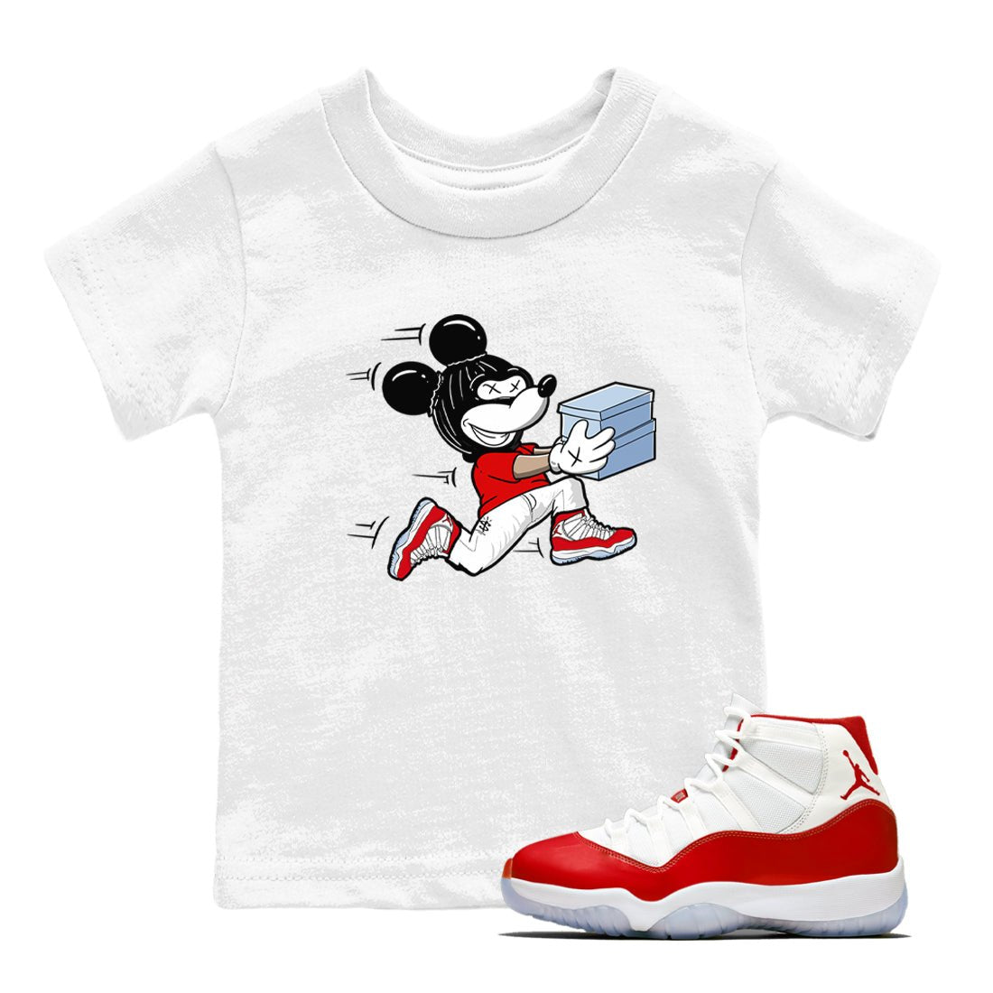 11s Cherry shirts to match jordans Thief Mouse sneaker match tees Air Jordan 11 Retro Cherry match shoes to clothes SNRT Sneaker Tees Youth Baby White 1 tee