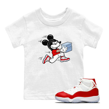 11s Cherry shirts to match jordans Thief Mouse sneaker match tees Air Jordan 11 Retro Cherry match shoes to clothes SNRT Sneaker Tees Youth Baby White 1 tee