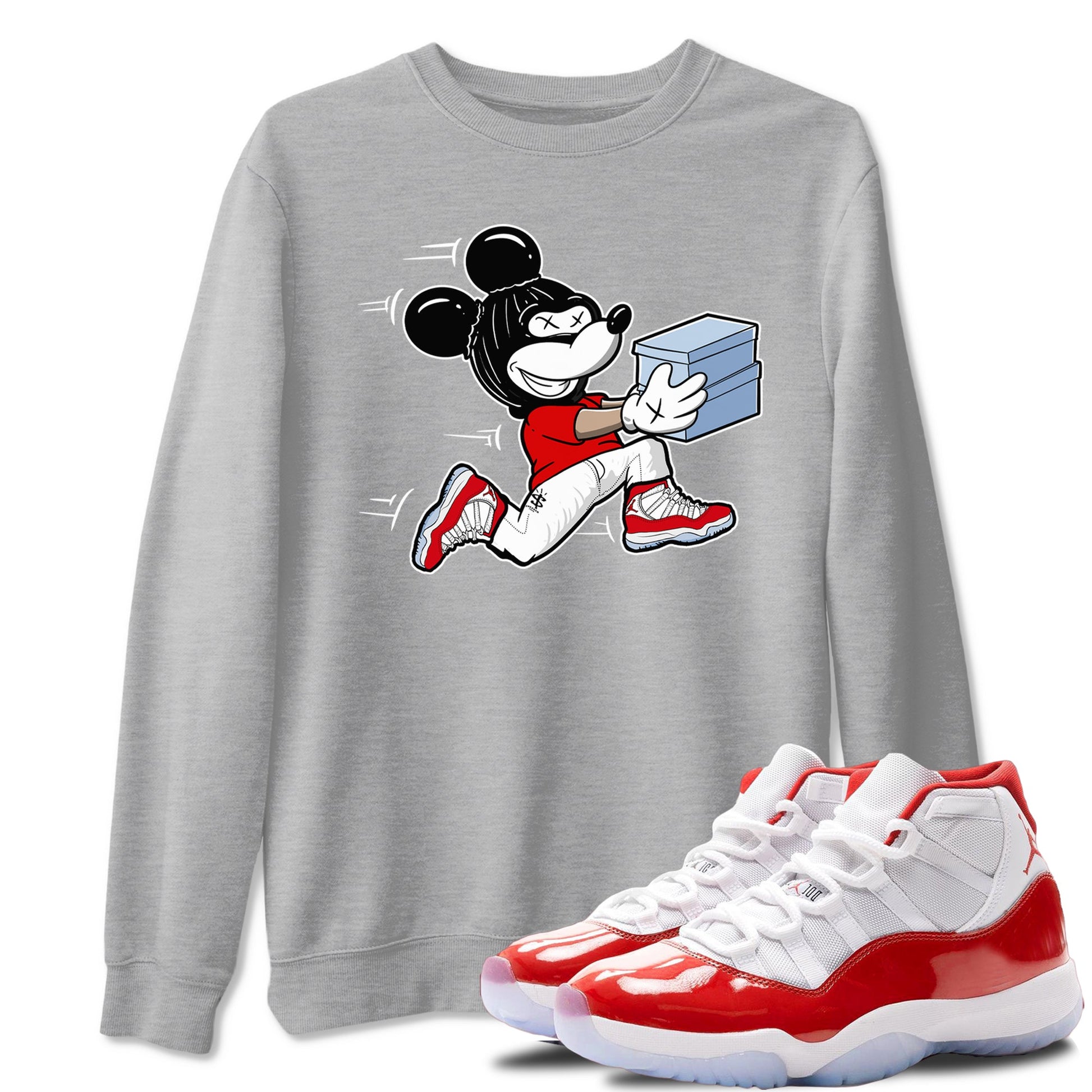 11s Cherry shirts to match jordans Thief Mouse sneaker match tees Air Jordan 11 Retro Cherry match shoes to clothes SNRT Sneaker Tees unisex cotton Heather Grey 1 shirts