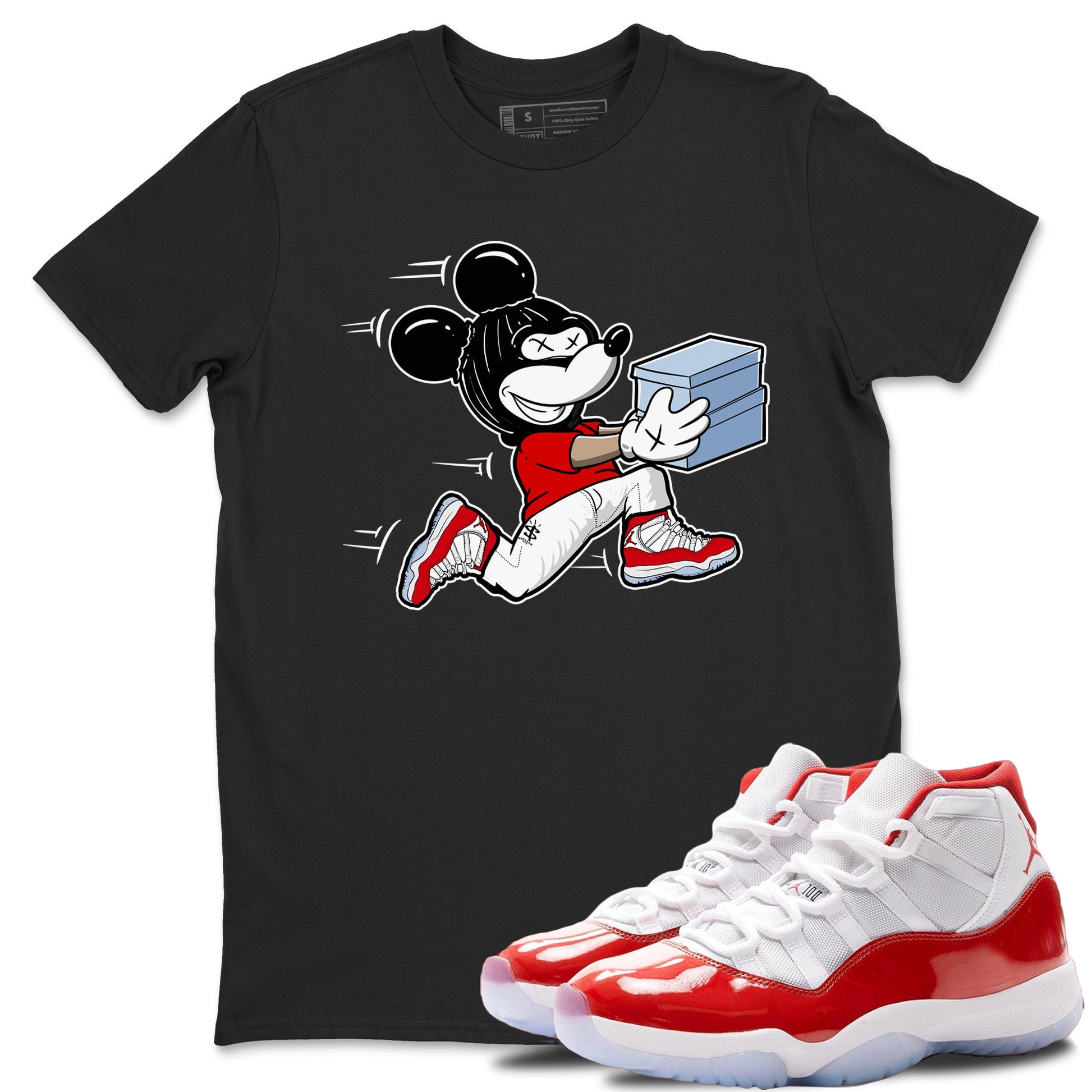 11s Cherry shirts to match jordans Thief Mouse sneaker match tees Air Jordan 11 Retro Cherry match shoes to clothes SNRT Sneaker Tees unisex cotton Black 1 shirts