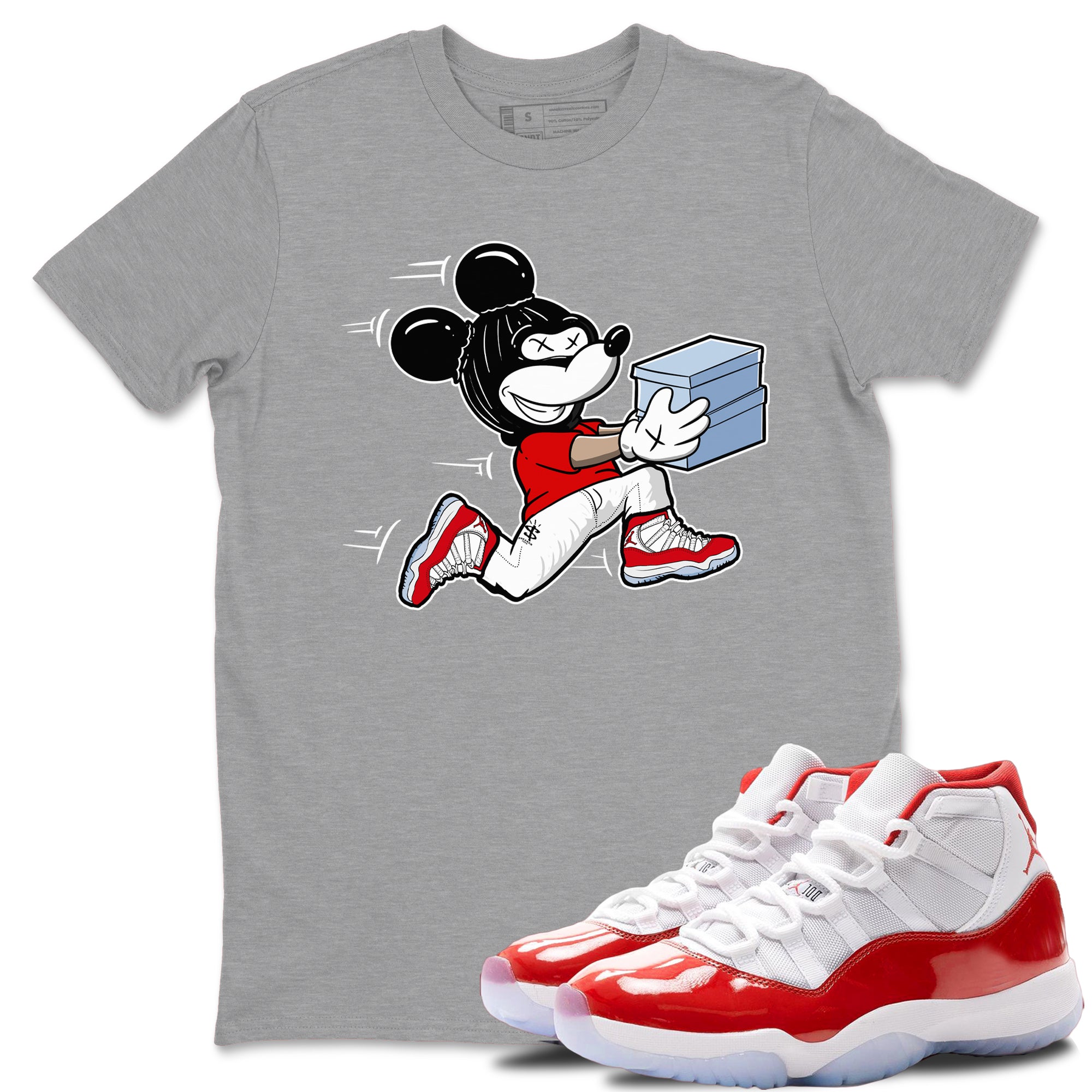 11s Cherry shirts to match jordans Thief Mouse sneaker match tees Air Jordan 11 Retro Cherry match shoes to clothes SNRT Sneaker Tees unisex cotton Heather Grey 1 shirts