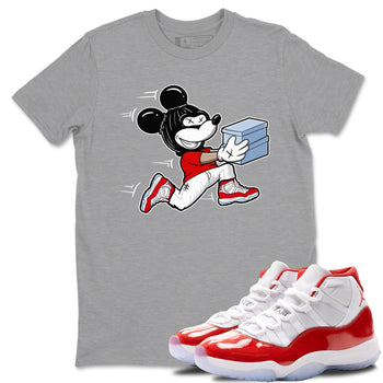 11s Cherry shirts to match jordans Thief Mouse sneaker match tees Air Jordan 11 Retro Cherry match shoes to clothes SNRT Sneaker Tees unisex cotton Heather Grey 1 shirts