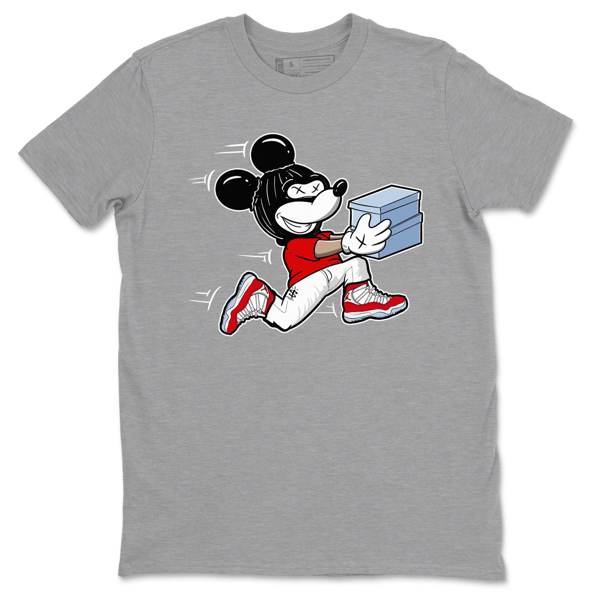 11s Cherry shirts to match jordans Thief Mouse sneaker match tees Air Jordan 11 Retro Cherry match shoes to clothes SNRT Sneaker Tees unisex cotton Heather Grey 2 shirts