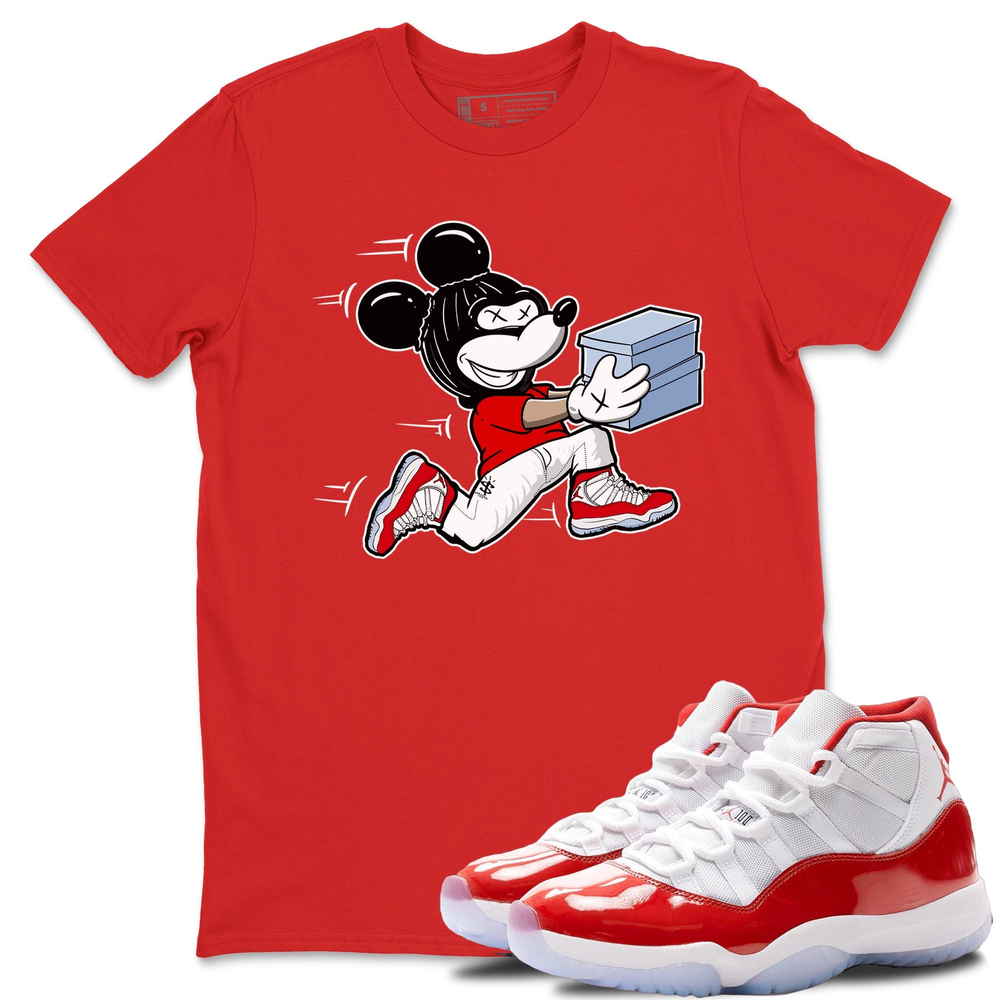 11s Cherry shirts to match jordans Thief Mouse sneaker match tees Air Jordan 11 Retro Cherry match shoes to clothes SNRT Sneaker Tees unisex cotton Red 1 shirts