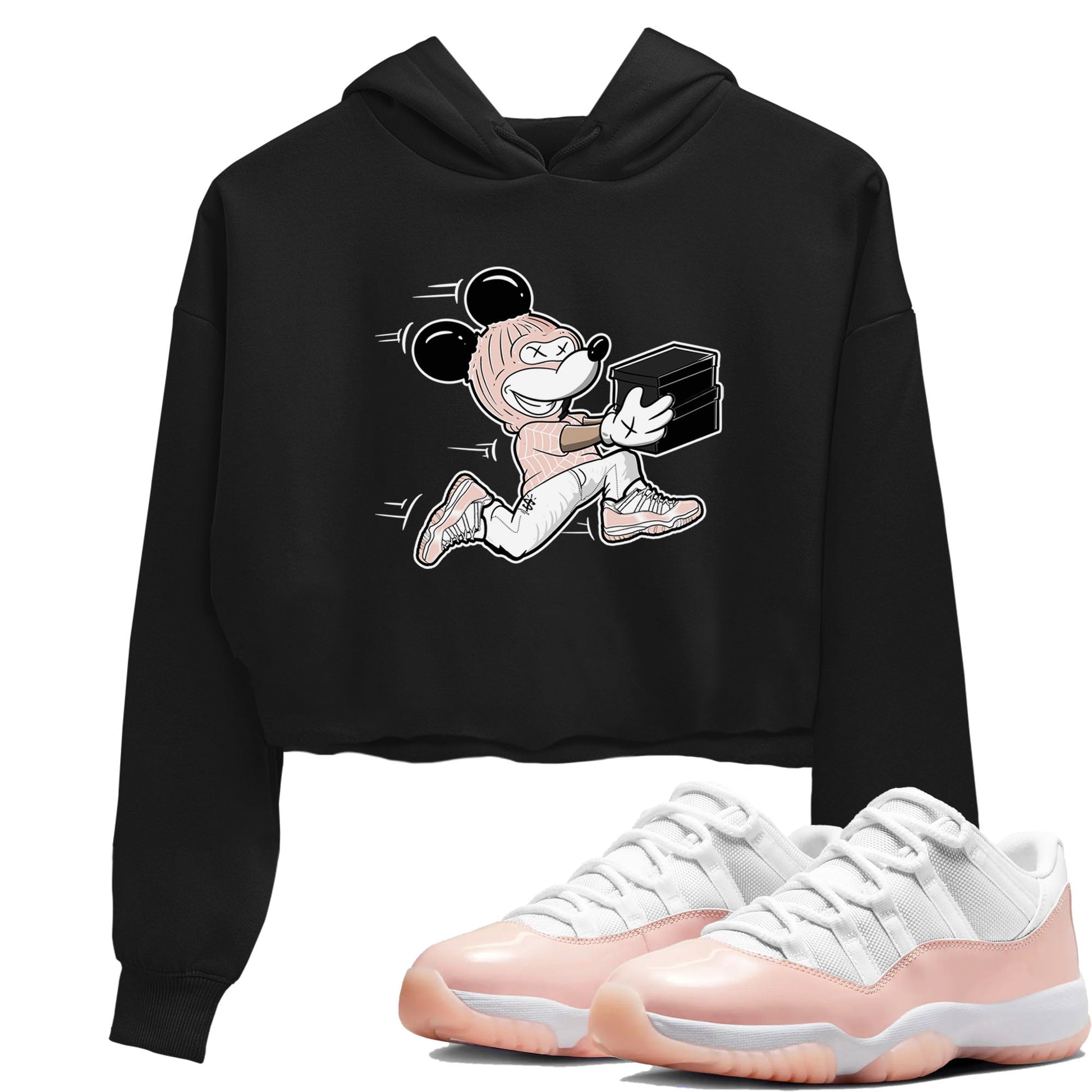 11s Legend Pink shirt to match jordans Thief Mouse sneaker tees Air Jordan 11 Legend Pink SNRT Sneaker Release Tees Black 1 crop length shirt