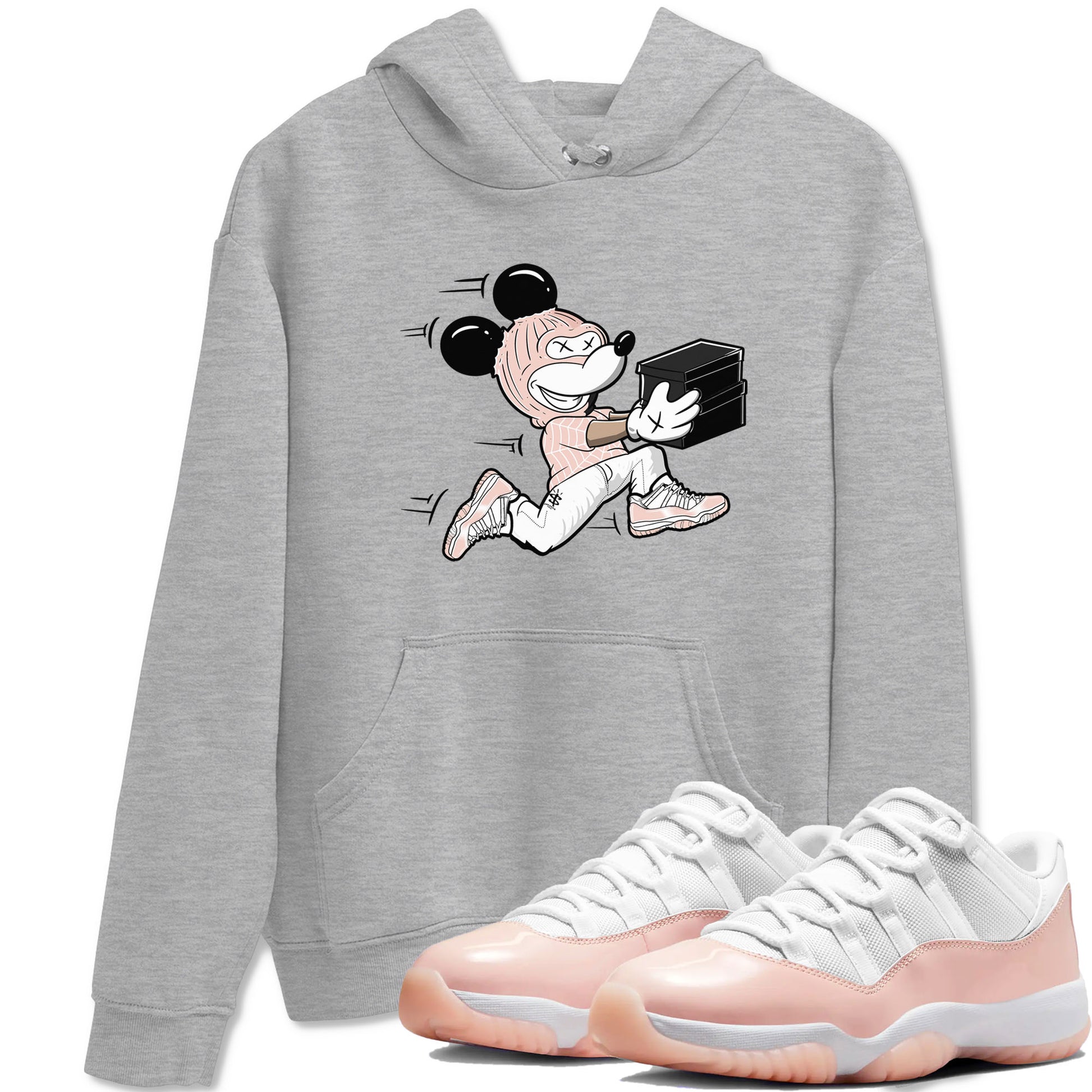 11s Legend Pink shirt to match jordans Thief Mouse sneaker tees Air Jordan 11 Legend Pink SNRT Sneaker Release Tees unisex cotton Heather Grey 1 crew neck shirt