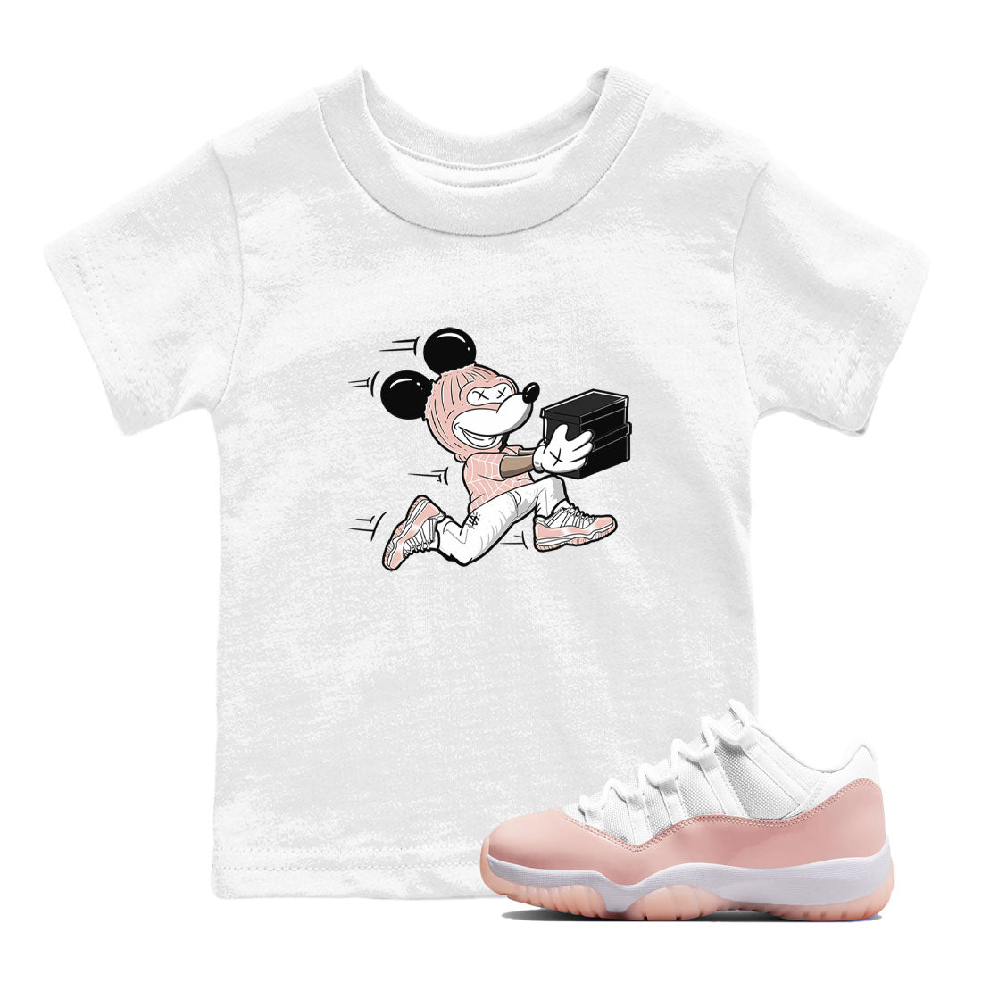 11s Legend Pink shirt to match jordans Thief Mouse sneaker tees Air Jordan 11 Legend Pink SNRT sneaker release tees baby toddler White 1 cotton Shirt