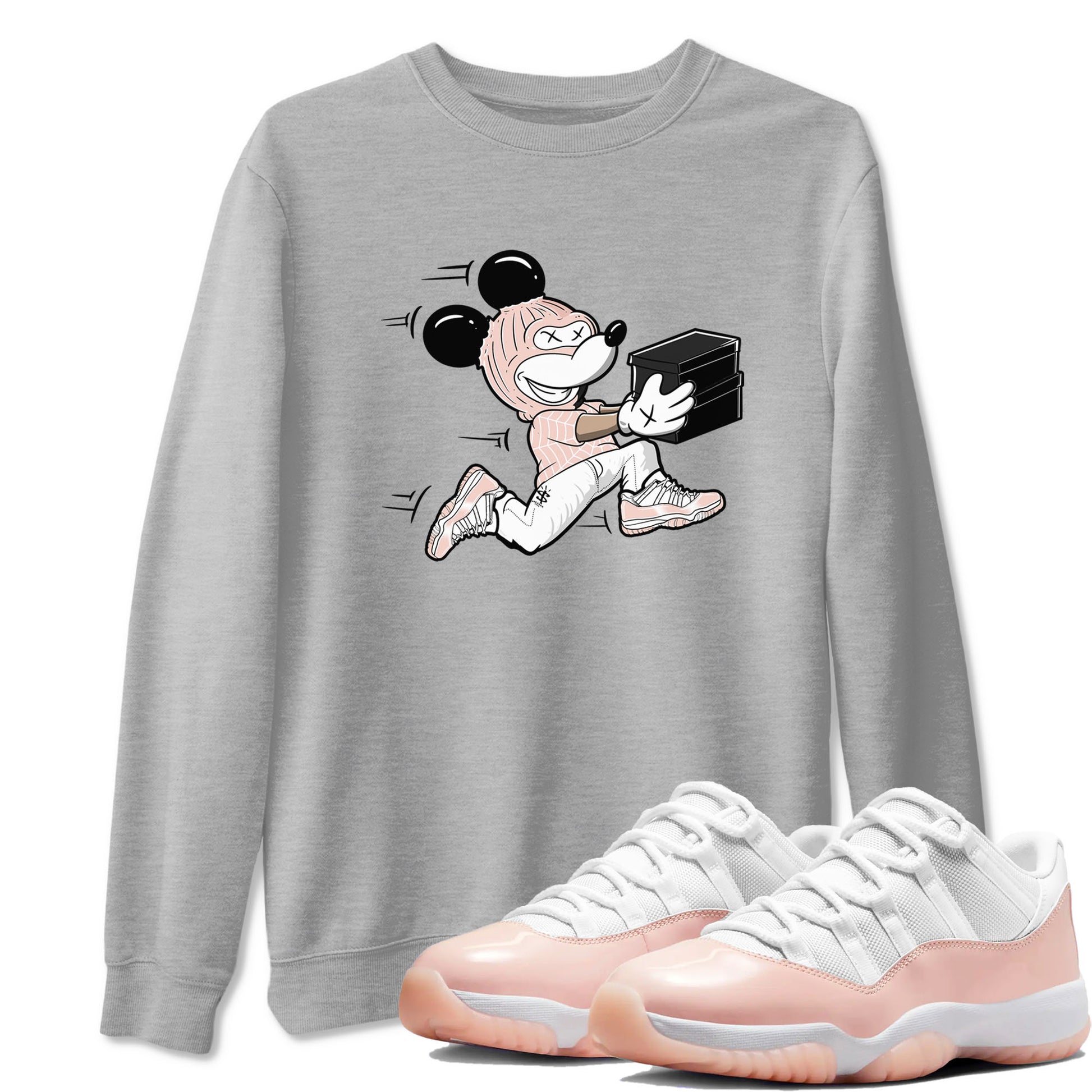 11s Legend Pink shirt to match jordans Thief Mouse sneaker tees Air Jordan 11 Legend Pink SNRT Sneaker Release Tees unisex cotton Heather Grey 1 crew neck shirt