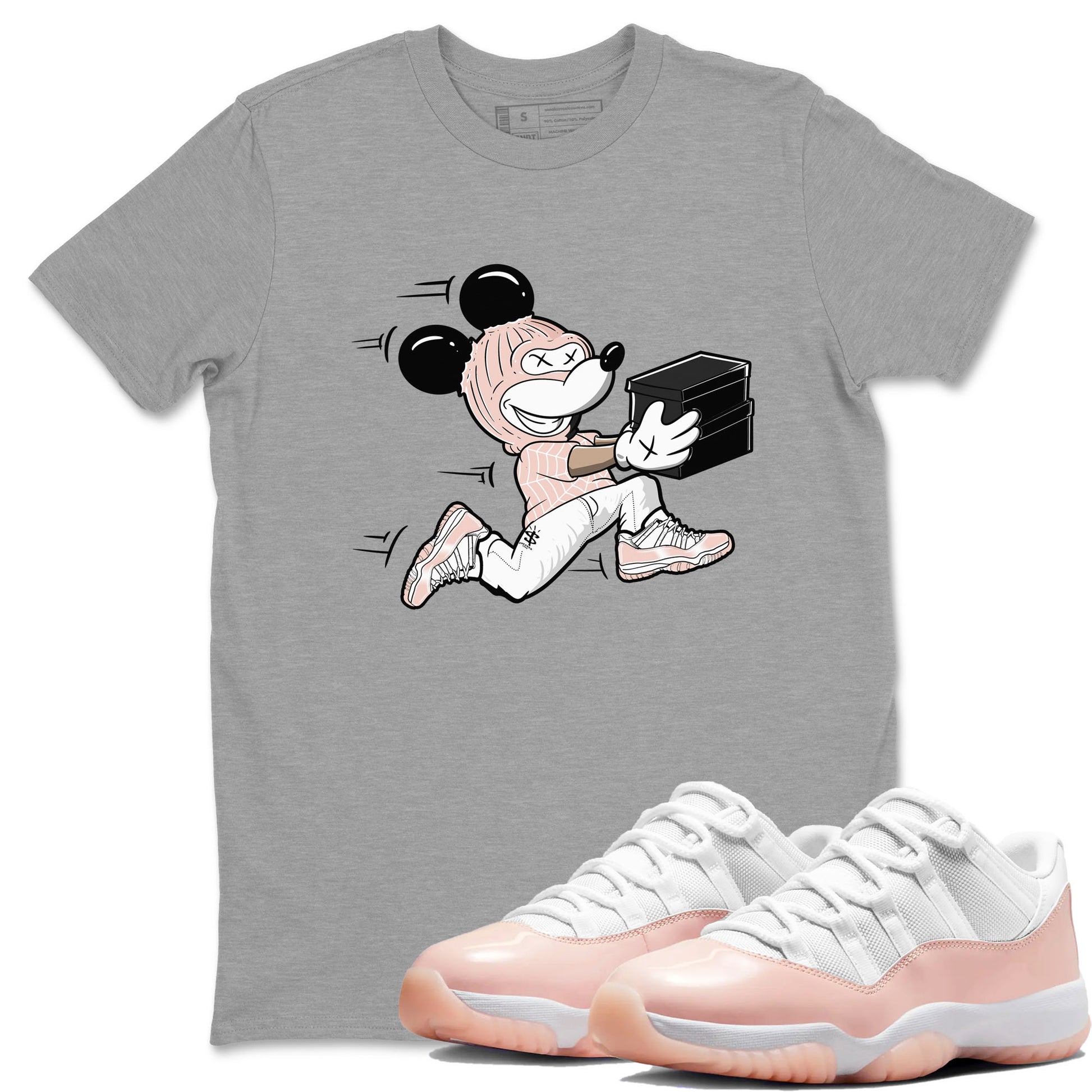 11s Legend Pink shirt to match jordans Thief Mouse sneaker tees Air Jordan 11 Legend Pink SNRT Sneaker Release Tees unisex cotton Heather Grey 1 crew neck shirt