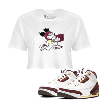 3s A Ma Maniere x Burgundy Crush shirts to match jordans Thief Mouse sneaker match teesA Ma Maniére x Air Jordan 3 "Burgundy Crush" SNRT Sneaker Tees streetwear brand White 1 crop tee