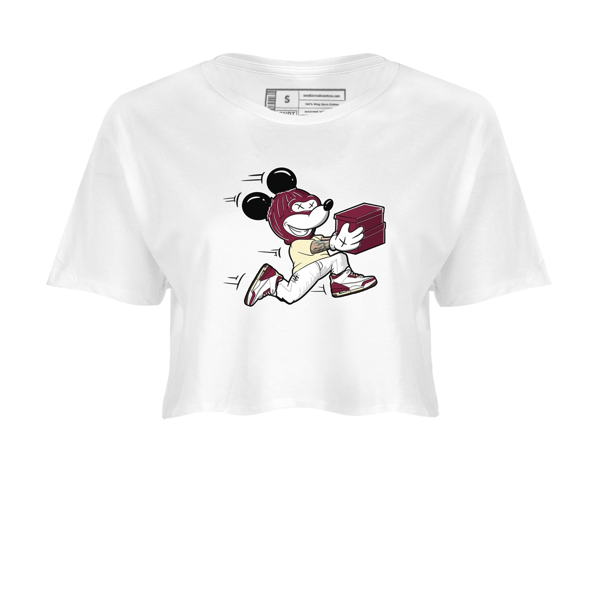 3s A Ma Maniere x Burgundy Crush shirts to match jordans Thief Mouse sneaker match teesA Ma Maniére x Air Jordan 3 "Burgundy Crush" SNRT Sneaker Tees streetwear brand White 2 crop tee