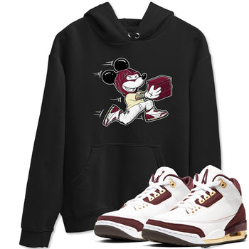 3s A Ma Maniere x Burgundy Crush shirts to match jordans Thief Mouse sneaker match teesA Ma Maniére x Air Jordan 3 "Burgundy Crush" SNRT Sneaker Tees streetwear brand Black 1 unisex cotton tee