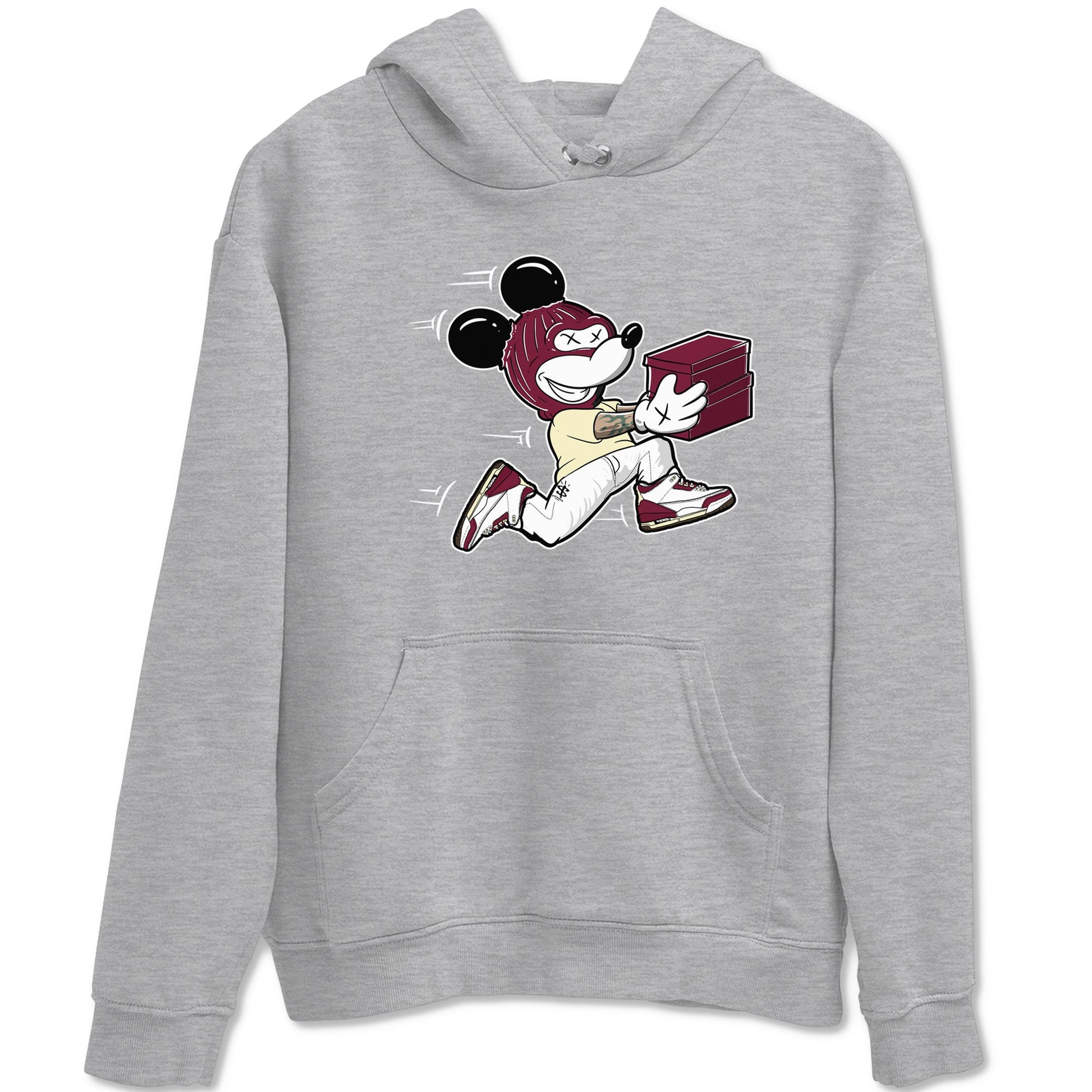 3s A Ma Maniere x Burgundy Crush shirts to match jordans Thief Mouse sneaker match teesA Ma Maniére x Air Jordan 3 "Burgundy Crush" SNRT Sneaker Tees streetwear brand Heather Grey 2 unisex cotton tee