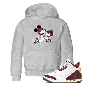 3s A Ma Maniere x Burgundy Crush shirts to match jordans Thief Mouse sneaker match teesA Ma Maniére x Air Jordan 3 "Burgundy Crush" SNRT Sneaker Tees streetwear brand Baby and Youth Heather Grey 1 cotton tee