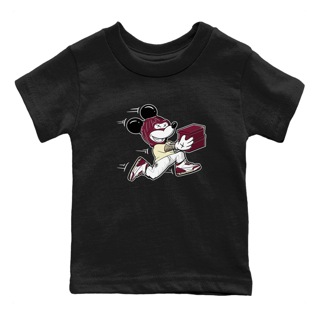 3s A Ma Maniere x Burgundy Crush shirts to match jordans Thief Mouse sneaker match teesA Ma Maniére x Air Jordan 3 "Burgundy Crush" SNRT Sneaker Tees streetwear brand Baby and Youth Black 2 cotton tee