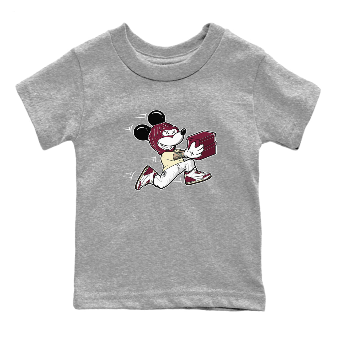 3s A Ma Maniere x Burgundy Crush shirts to match jordans Thief Mouse sneaker match teesA Ma Maniére x Air Jordan 3 "Burgundy Crush" SNRT Sneaker Tees streetwear brand Baby and Youth Heather Grey 2 cotton tee