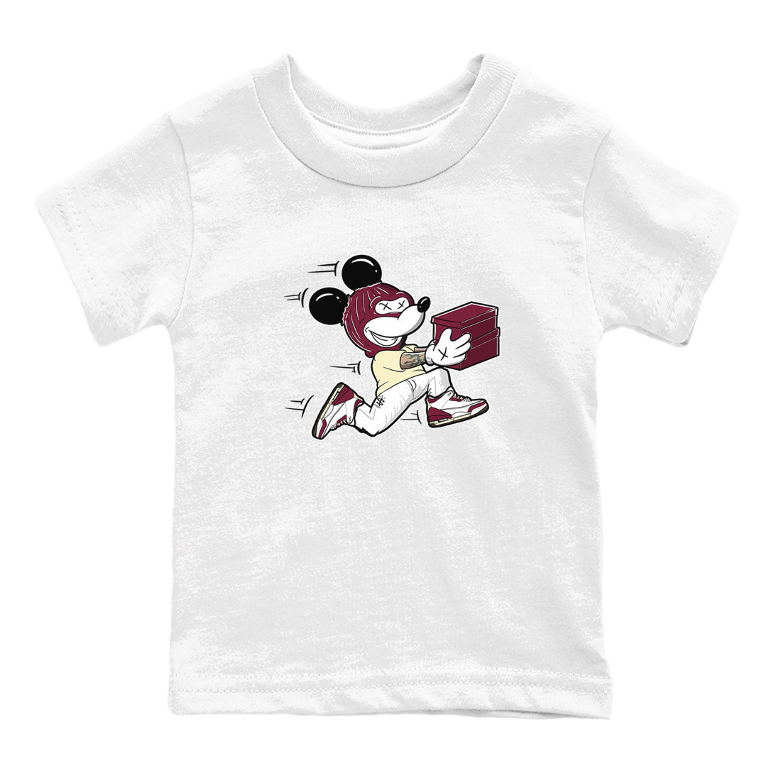 3s A Ma Maniere x Burgundy Crush shirts to match jordans Thief Mouse sneaker match teesA Ma Maniére x Air Jordan 3 "Burgundy Crush" SNRT Sneaker Tees streetwear brand Baby and Youth White 2 cotton tee