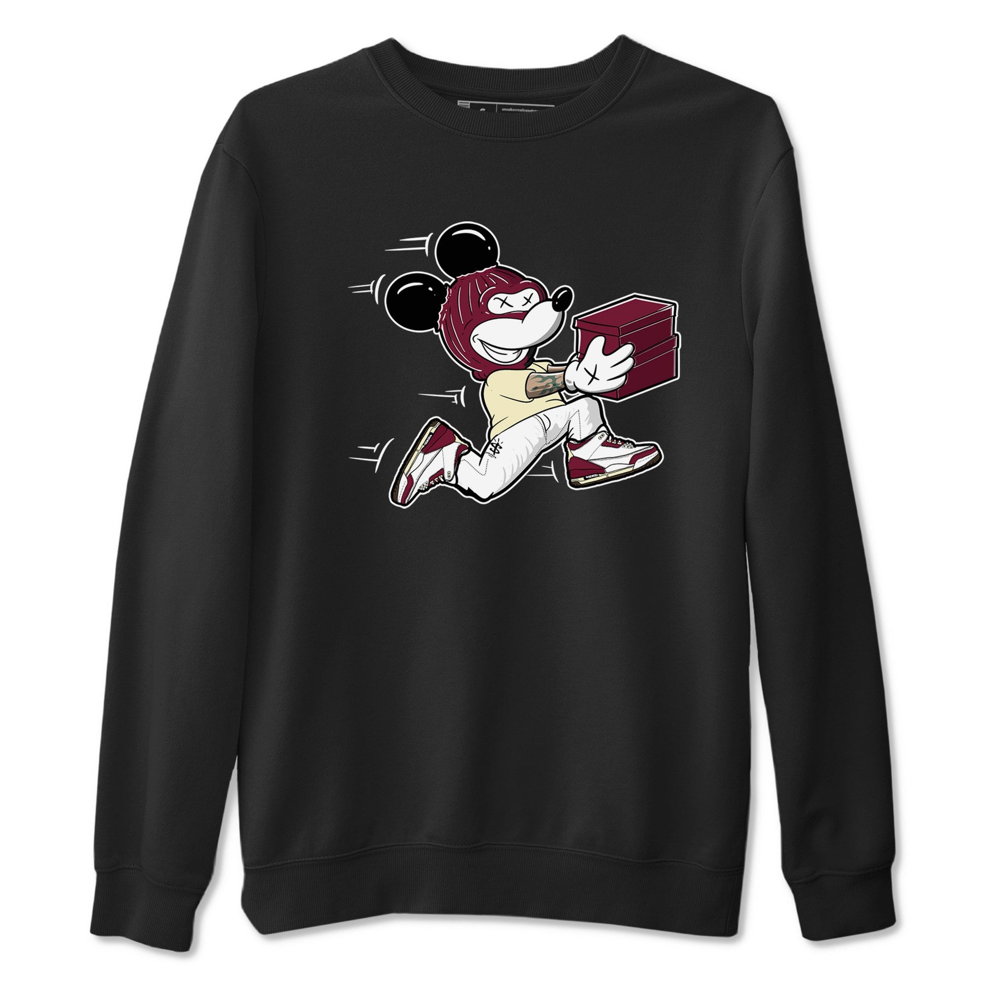 3s A Ma Maniere x Burgundy Crush shirts to match jordans Thief Mouse sneaker match teesA Ma Maniére x Air Jordan 3 "Burgundy Crush" SNRT Sneaker Tees streetwear brand Black 2 unisex cotton tee