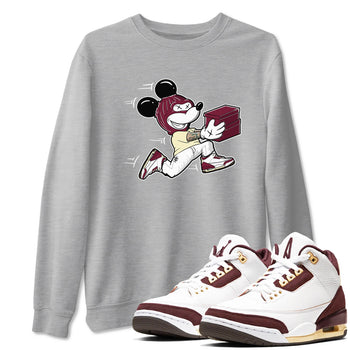 3s A Ma Maniere x Burgundy Crush shirts to match jordans Thief Mouse sneaker match teesA Ma Maniére x Air Jordan 3 "Burgundy Crush" SNRT Sneaker Tees streetwear brand Heather Grey 1 unisex cotton tee