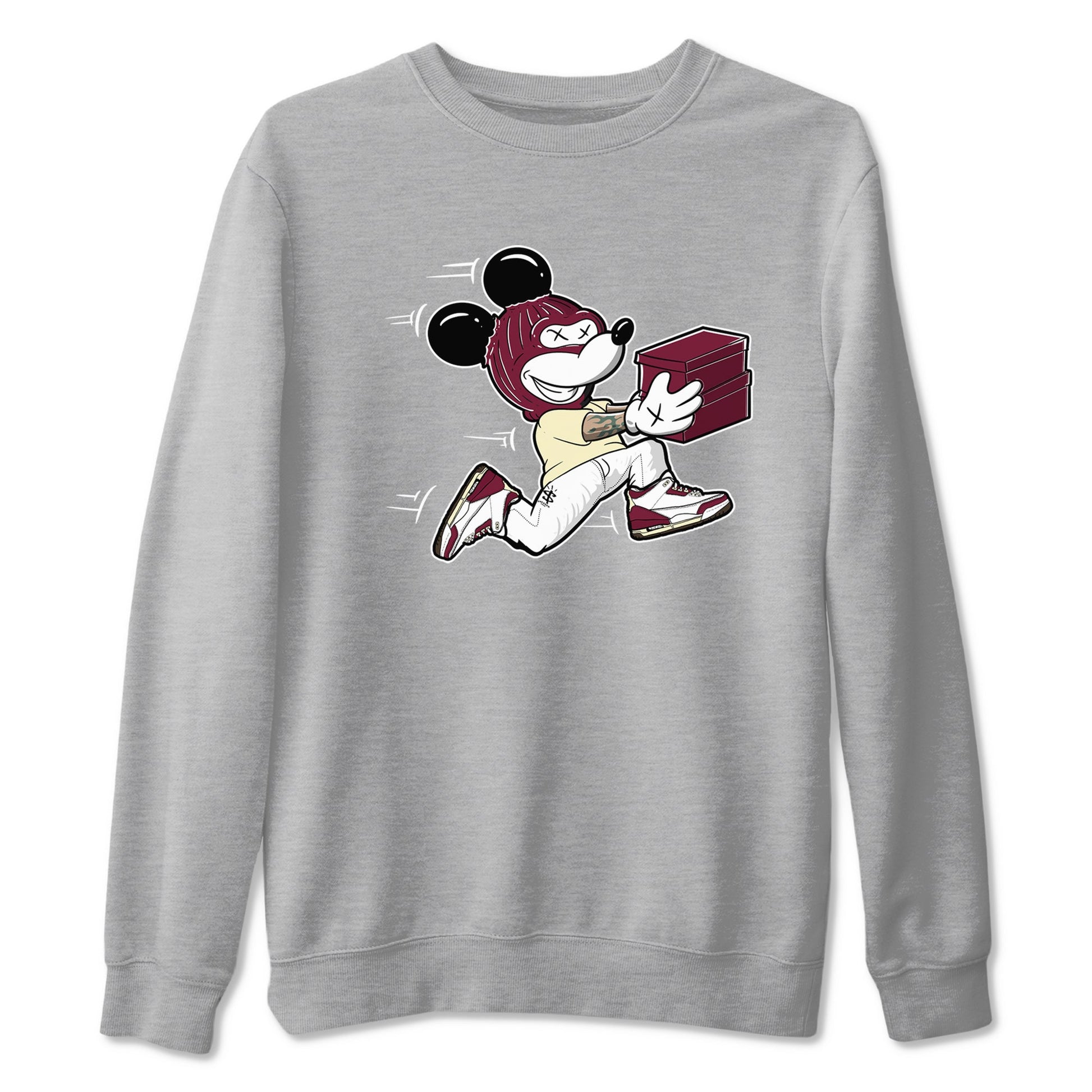 3s A Ma Maniere x Burgundy Crush shirts to match jordans Thief Mouse sneaker match teesA Ma Maniére x Air Jordan 3 "Burgundy Crush" SNRT Sneaker Tees streetwear brand Heather Grey 2 unisex cotton tee