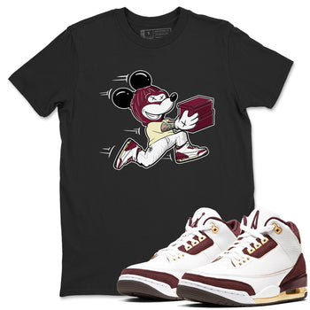 3s A Ma Maniere x Burgundy Crush shirts to match jordans Thief Mouse sneaker match teesA Ma Maniére x Air Jordan 3 "Burgundy Crush" SNRT Sneaker Tees streetwear brand Black 1 unisex cotton tee