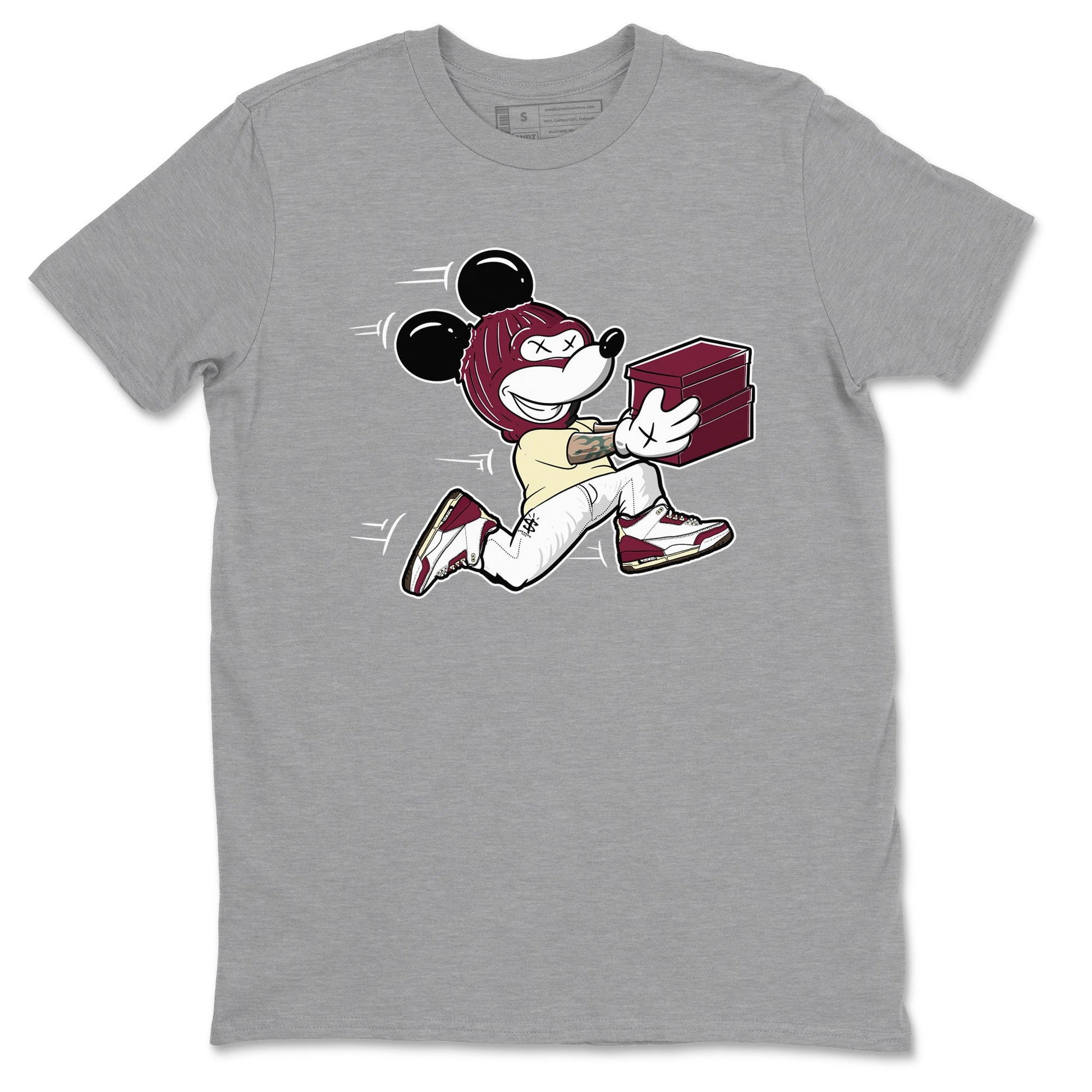 3s A Ma Maniere x Burgundy Crush shirts to match jordans Thief Mouse sneaker match teesA Ma Maniére x Air Jordan 3 "Burgundy Crush" SNRT Sneaker Tees streetwear brand Heather Grey 2 unisex cotton tee