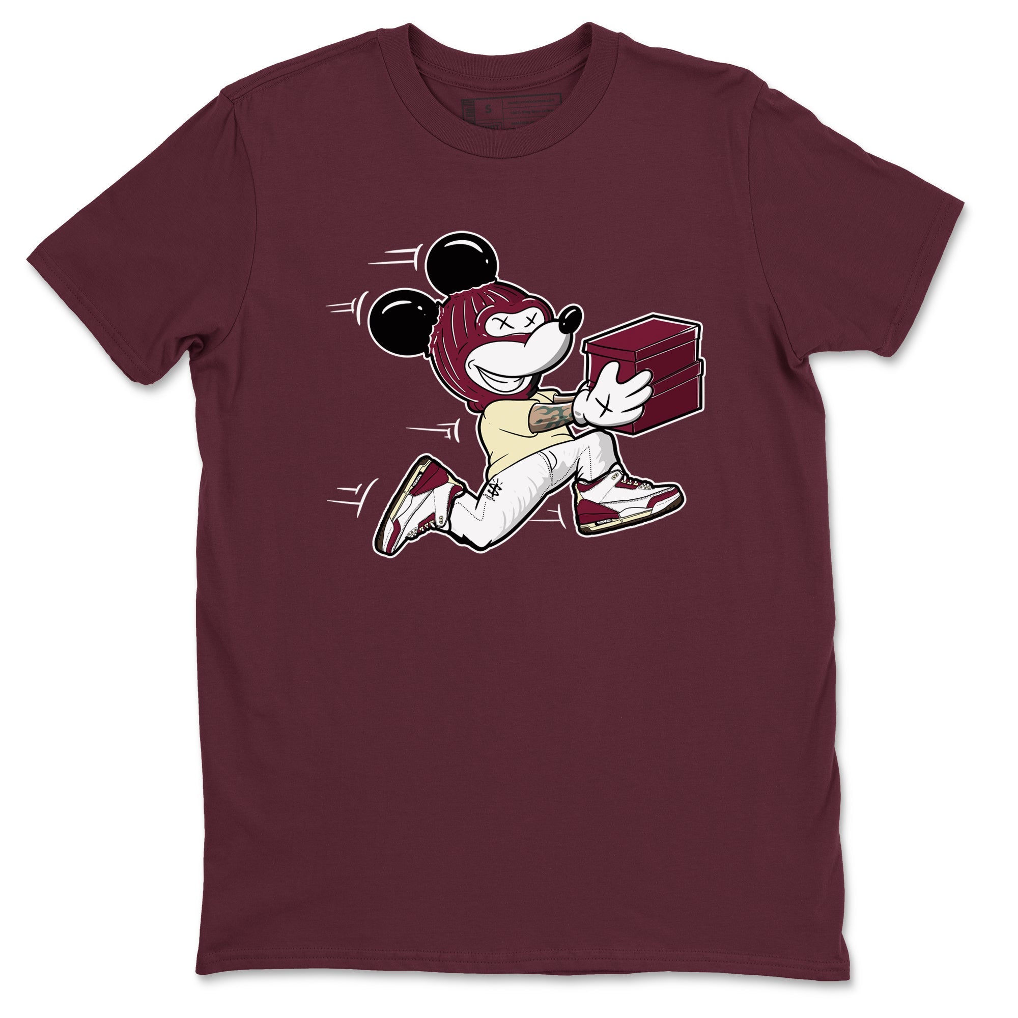 3s A Ma Maniere x Burgundy Crush shirts to match jordans Thief Mouse sneaker match teesA Ma Maniére x Air Jordan 3 "Burgundy Crush" SNRT Sneaker Tees streetwear brand Maroon 2 unisex cotton tee