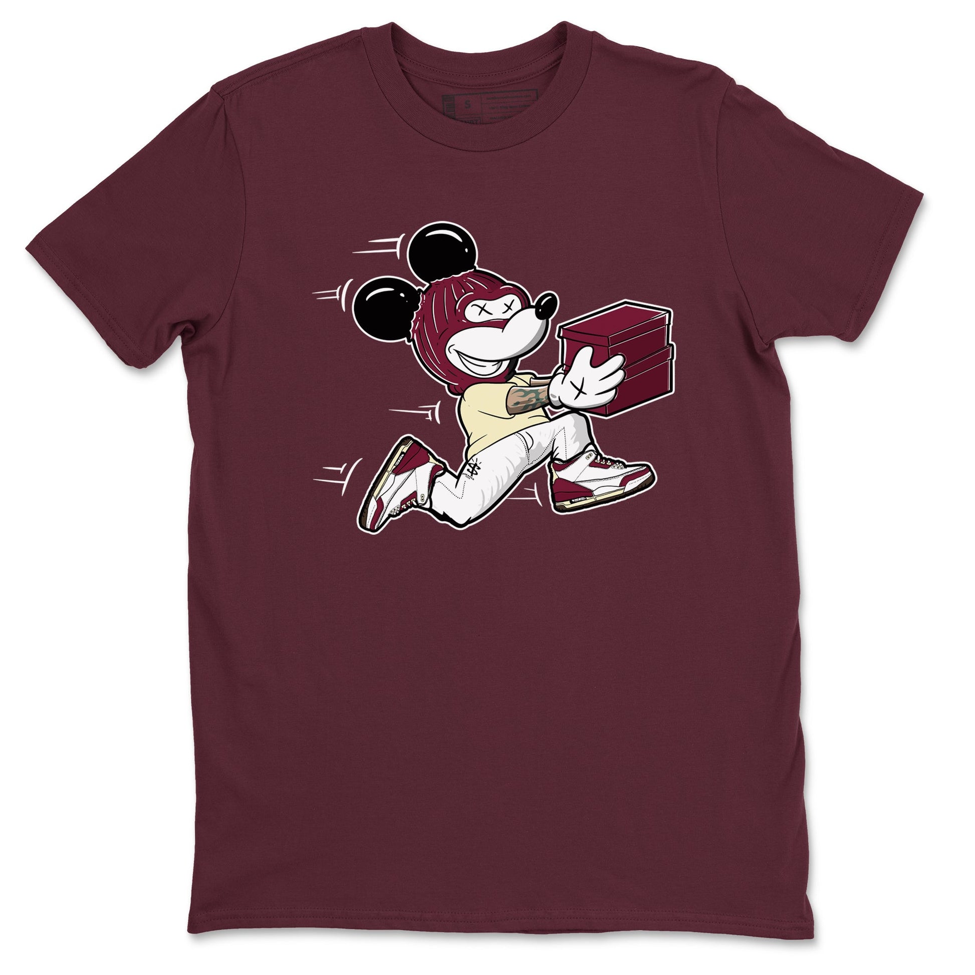 3s A Ma Maniere x Burgundy Crush shirts to match jordans Thief Mouse sneaker match teesA Ma Maniére x Air Jordan 3 "Burgundy Crush" SNRT Sneaker Tees streetwear brand Maroon 2 unisex cotton tee