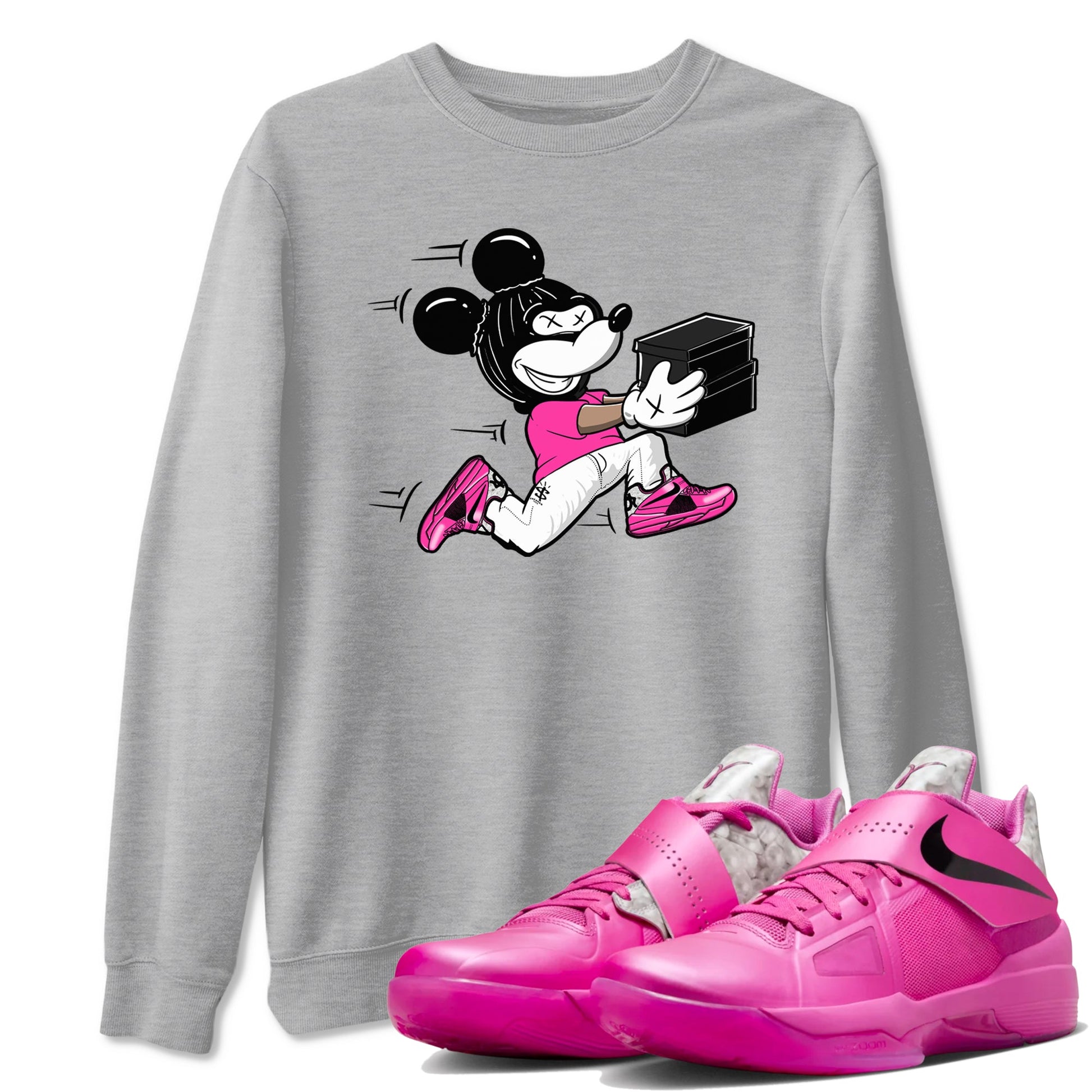 Nike KD 4 Retro Aunt Pearl shirts to match jordans Thief Mouse sneaker match tees Nike KD 4 Aunt Pearl match shoes to clothes SNRT Sneaker Tees unisex cotton Heather Grey 1 shirts