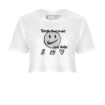 1s Wolf Grey Shirts To Match Jordans Things That Make You Smile Sneaker Match Tees Air Jordan 1 Low OG Wolf Grey SNRT Sneaker Release Tees Streetwear Clothing brand White 2 crop tee