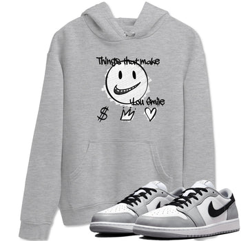 1s Wolf Grey Shirts To Match Jordans Things That Make You Smile Sneaker Match Tees Air Jordan 1 Low OG Wolf Grey SNRT Sneaker Release Tees Streetwear Clothing brand Heather Grey 1 unisex cotton tee