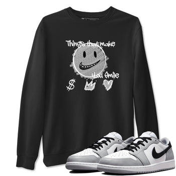 1s Wolf Grey Shirts To Match Jordans Things That Make You Smile Sneaker Match Tees Air Jordan 1 Low OG Wolf Grey SNRT Sneaker Release Tees Streetwear Clothing brand Black 1 unisex cotton tee