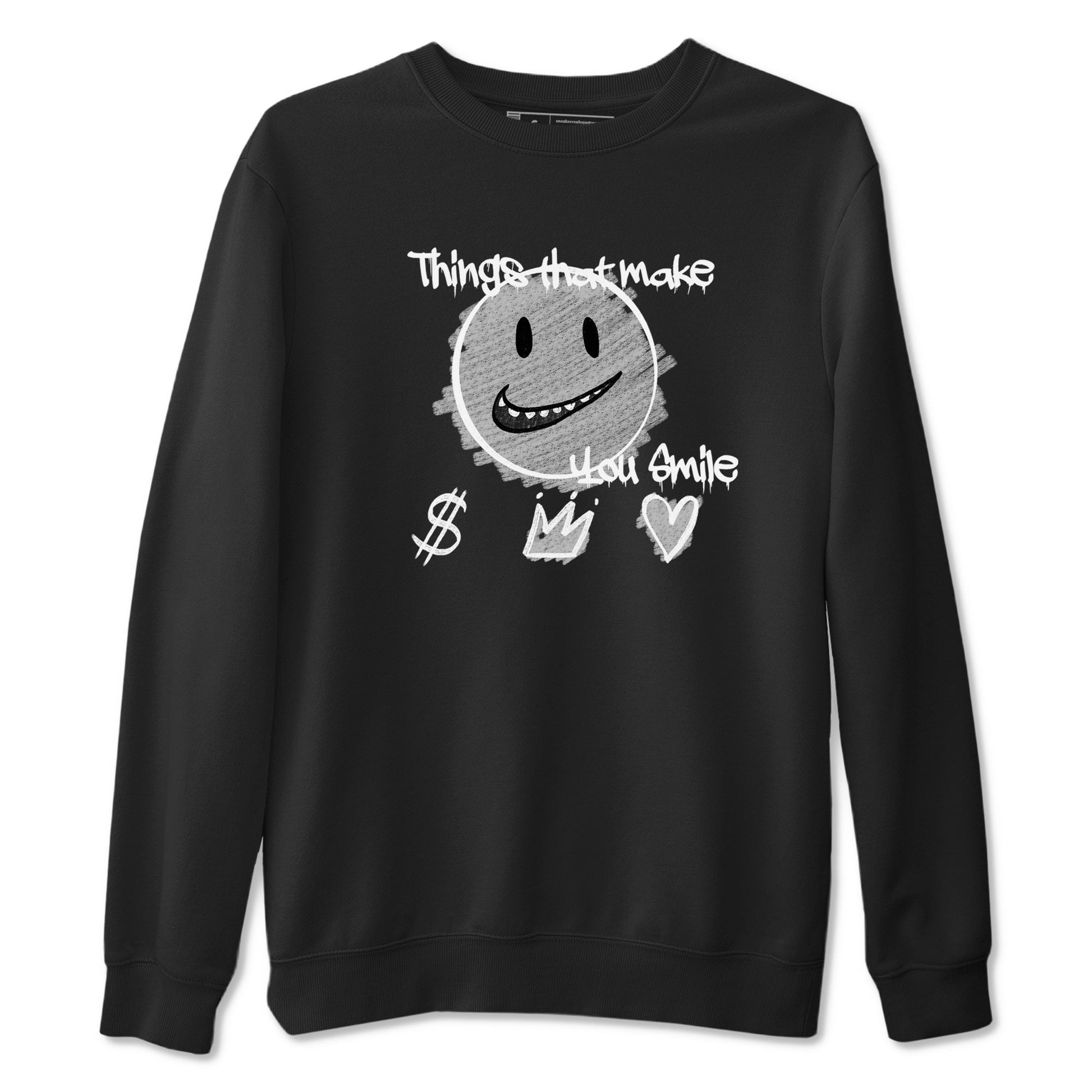 1s Wolf Grey Shirts To Match Jordans Things That Make You Smile Sneaker Match Tees Air Jordan 1 Low OG Wolf Grey SNRT Sneaker Release Tees Streetwear Clothing brand Black 2 unisex cotton tee
