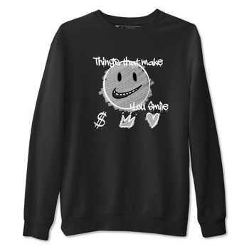 1s Wolf Grey Shirts To Match Jordans Things That Make You Smile Sneaker Match Tees Air Jordan 1 Low OG Wolf Grey SNRT Sneaker Release Tees Streetwear Clothing brand Black 2 unisex cotton tee
