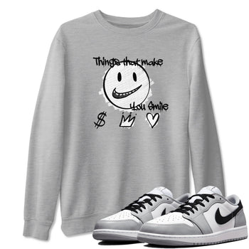 1s Wolf Grey Shirts To Match Jordans Things That Make You Smile Sneaker Match Tees Air Jordan 1 Low OG Wolf Grey SNRT Sneaker Release Tees Streetwear Clothing brand Heather Grey 1 unisex cotton tee