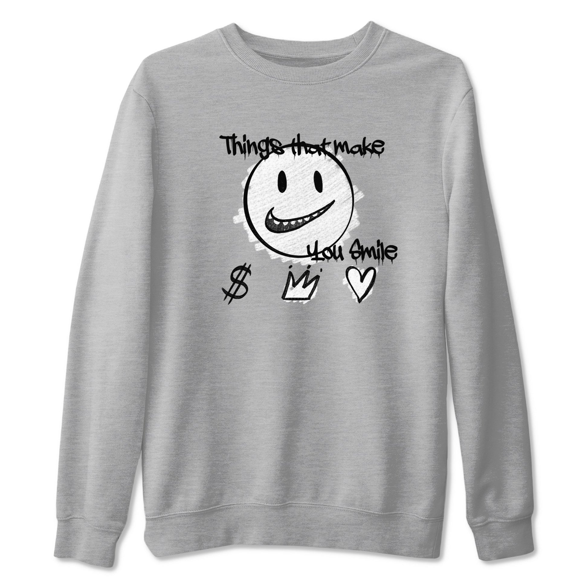 1s Wolf Grey Shirts To Match Jordans Things That Make You Smile Sneaker Match Tees Air Jordan 1 Low OG Wolf Grey SNRT Sneaker Release Tees Streetwear Clothing brand Heather Grey 2 unisex cotton tee